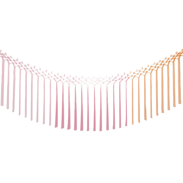 Rosa Quastengirlande Makramee 1,8m