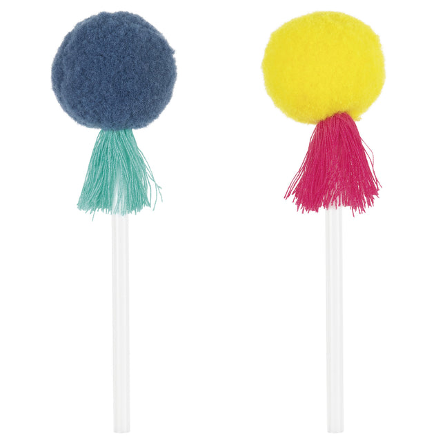 Bunte Cupcake Topper Pom Pom & Quasten 8Stk