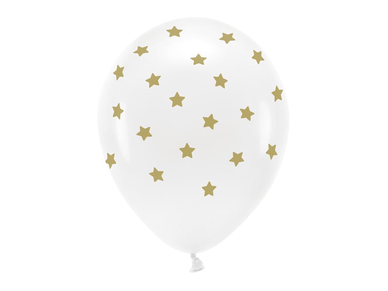 Weiße Luftballons Gold Sterne 33cm 6 Stk