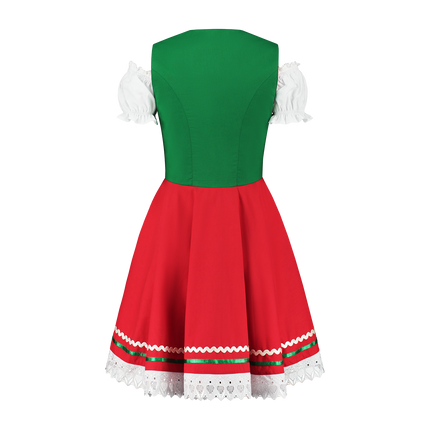 Oktoberfest Dirndlkleid Oktoberfest Rot Grün Damen 2 Stück