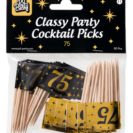 Cocktailstäbchen75 Jahre 6,5cm 50Stück