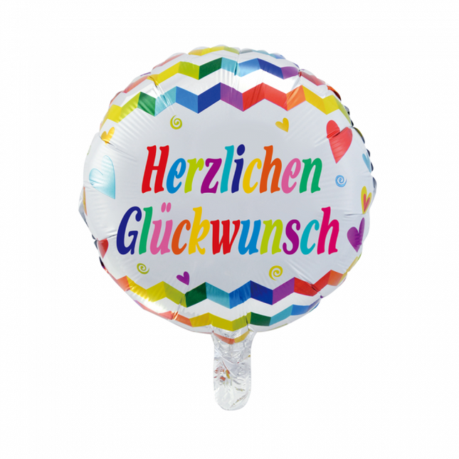 Heliumballon Herzlichen Glückwunsch 45cm leer