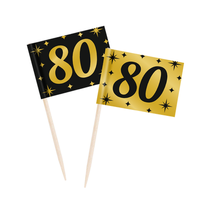 Cocktailstäbchen 80 Jahre 6,5cm 50Stk