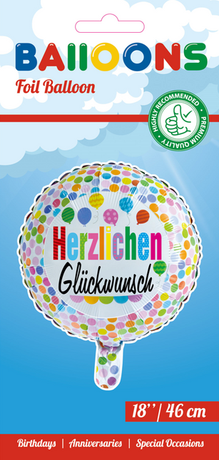 Heliumballon Herzlichen Glückwunsch Konfetti 45cm leer