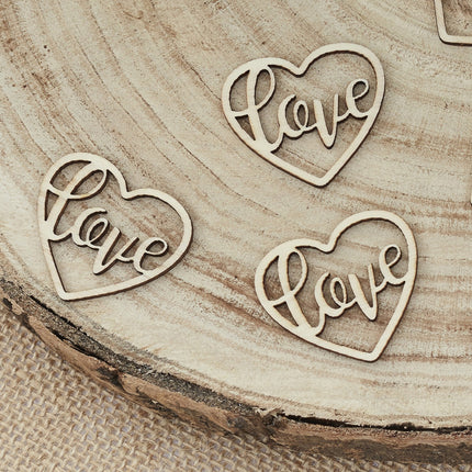 Tischkonfetti Liebe Herz Holz 3,5cm 24Stk