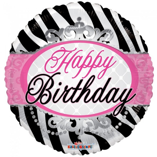 Heliumballon Happy Birthday Zebra 45cm leer