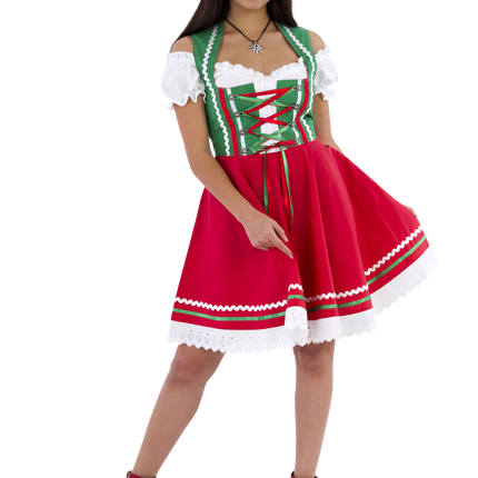 Oktoberfest Dirndlkleid Oktoberfest Rot Grün Damen 2 Stück