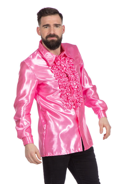 Disco Bluse Rüschen Rosa