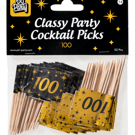 Cocktailstäbchen 100 Jahre 6,5cm 50Stk