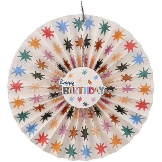 Happy Birthday Papierfächer farbig 3 Stück