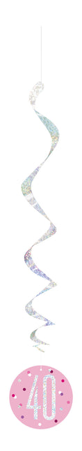 Hängende Dekoration 40 Jahre Rosa 81cm 6Stk