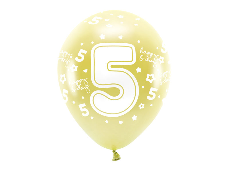 Ballons 5 Jahre Gold 33cm 6 Stk