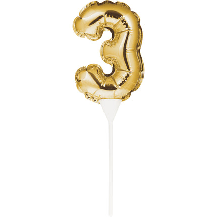 Gold Tortenaufleger 3 Jahre Folienballon 13cm