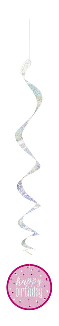 Hängende Dekoration Happy Birthday Rosa 81cm 6Stk