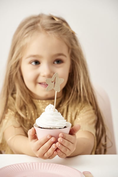 Tortenaufleger 1 Jahr Gold 6 Stk