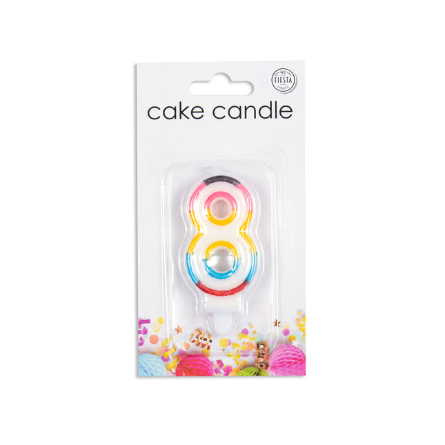 Kerze 8 Jahre Bunt 7cm