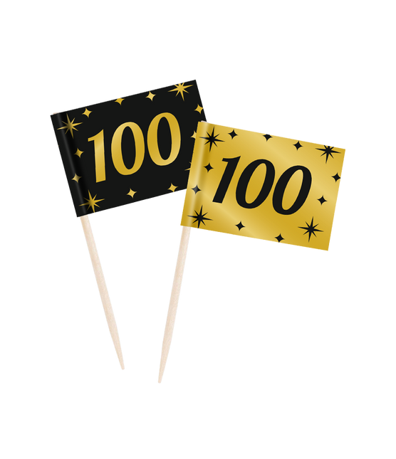 Cocktailstäbchen 100 Jahre 6,5cm 50Stk