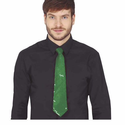 Grüne Krawatte Pailletten 35cm