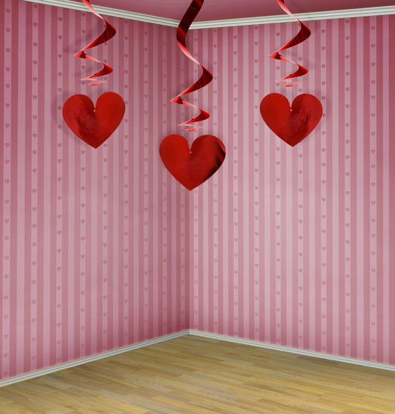 Hängende Dekoration Herzen Rot 60cm 3Stück