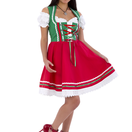 Oktoberfest Dirndlkleid Oktoberfest Rot Grün Damen 2 Stück