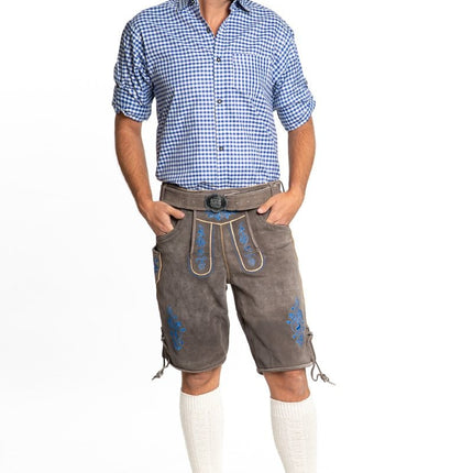 Lederhose Leder Short Shade Blau und Gürtel