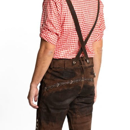 Lederhose Leder Kurz Dunkelbraun Genäht und Hosenträger