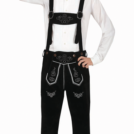 Lederhosen Lang Schwarz Verstellbare Hosenträger