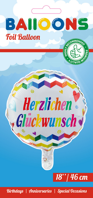 Heliumballon Herzlichen Glückwunsch 45cm leer