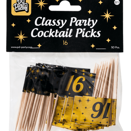 Cocktailstäbchen 16 Jahre 6,5cm 50Stk