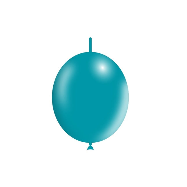 Türkisfarbene Ballons mit Knöpfen 30cm 50 Stk
