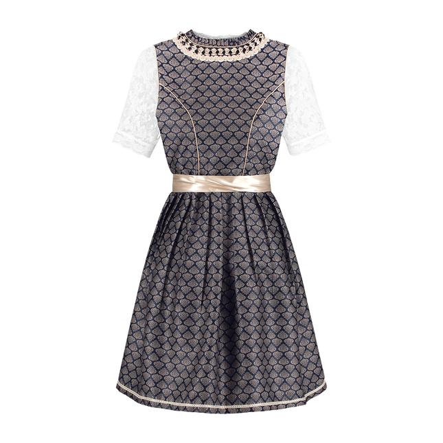 Blau Weiß Creme Dirndl Kleid Oktoberfest Damen 2 Stück