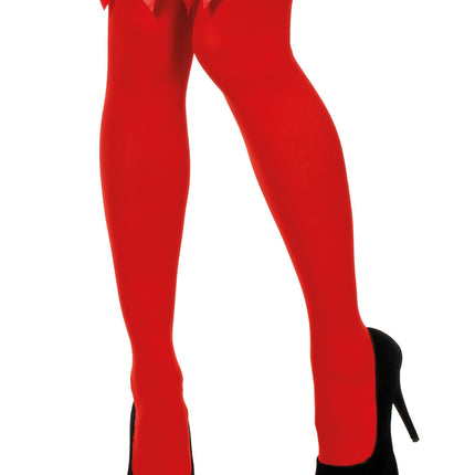 Rote Strümpfe mit Schleife