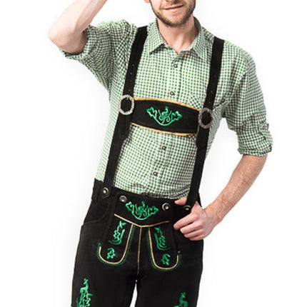 Lederhose Leder Short Schwarz Genäht und Strumpfhalter