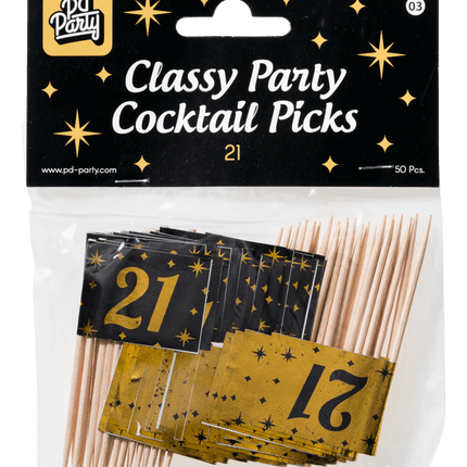 Cocktailstäbchen 21 Jahre 6,5cm 50Stk