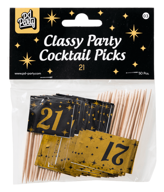 Cocktailstäbchen 21 Jahre 6,5cm 50Stk