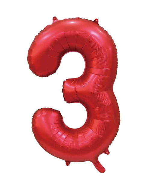 Rote Zahl Ballon 3 Jahre Glanz 86cm