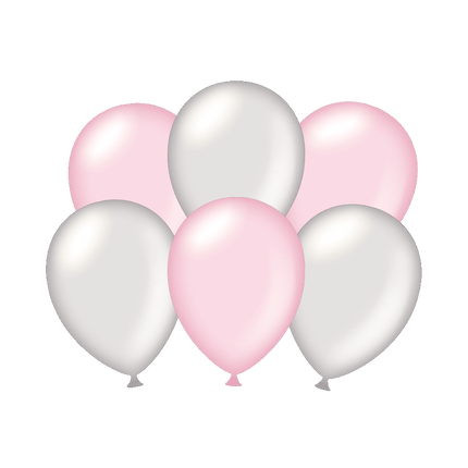 Ballons Silber/Rosa 30cm 6Stk