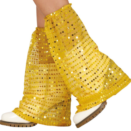 Goldene Beinwärmer Pailletten Organza