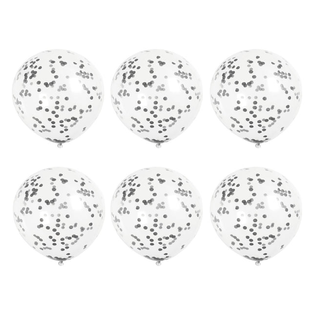 Konfetti Ballons Schwarz 40cm 6Stück