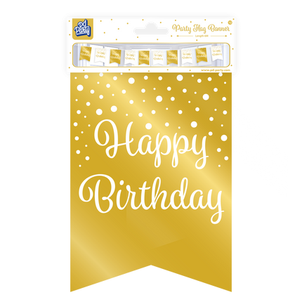 Banner Happy Birthday Gold Weiß 6m