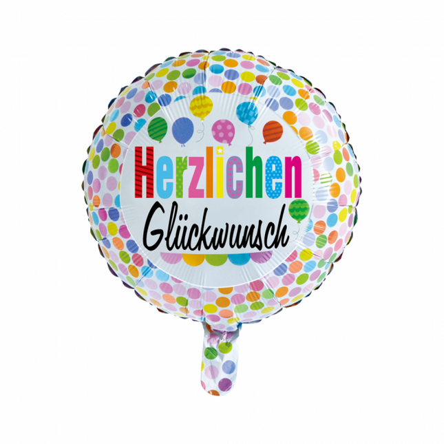Heliumballon Herzlichen Glückwunsch Konfetti 45cm leer