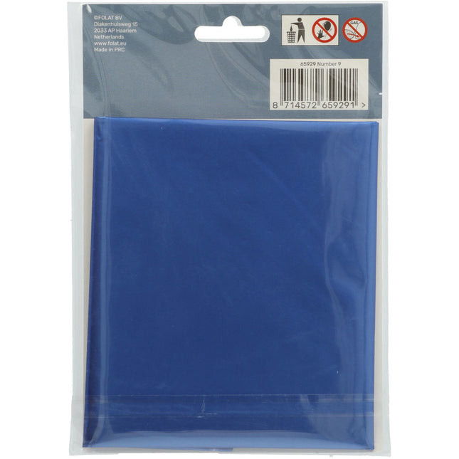 Folienballon Figur 9 Matt Blau XL 86cm leer