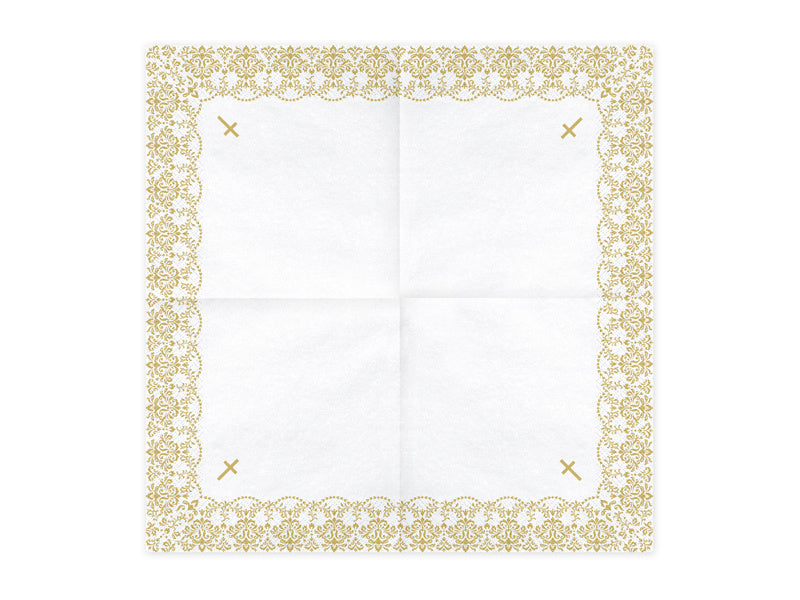 Kommunionsservietten Kreuz Gold 33cm 20Stück