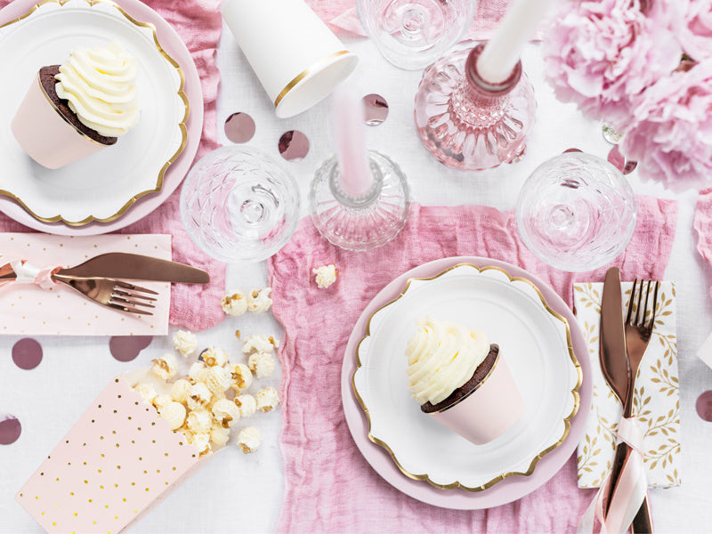 Hellrosa Popcornschalen Golden Dots 12,5cm 6Stk