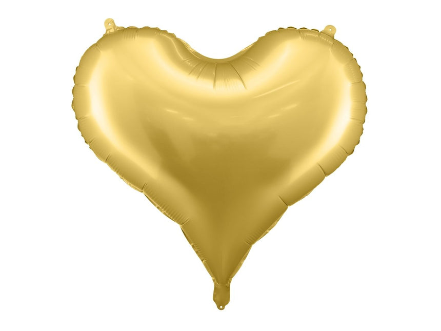 Hart Helium Ballon Goud Leeg 75cm van Partydeco koop je bij Partywinkel