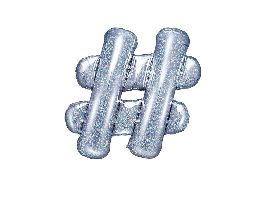 Folie Ballon Hashtag  Holografisch 35cm van Partydeco koop je bij Partywinkel