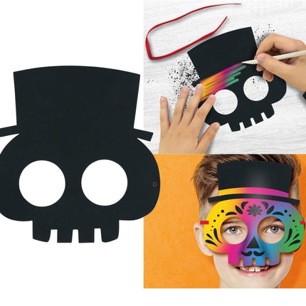 Halloween Maskers Zwart Kleuren 20cm 6st van Fiestas Guirca koop je bij Partywinkel