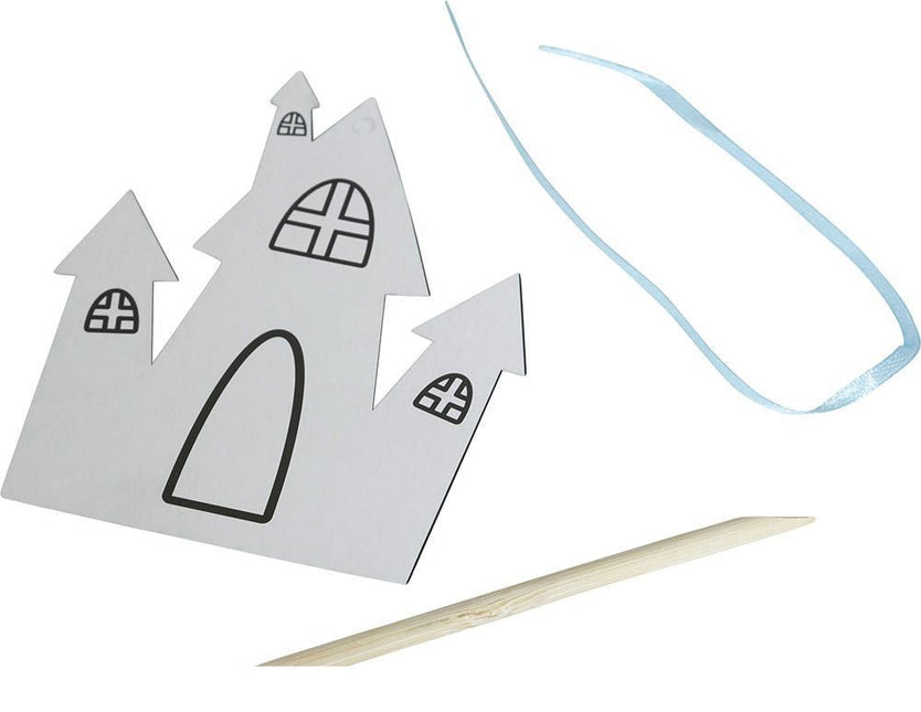 Halloween Tafeldecoratie Wit Kasteel Silhouetten 12cm 6st van Fiestas Guirca koop je bij Partywinkel