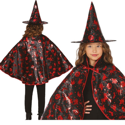 Halloween Verkleedset Zwart Rood Meisje Heks 2 delig van Fiestas Guirca koop je bij Partywinkel