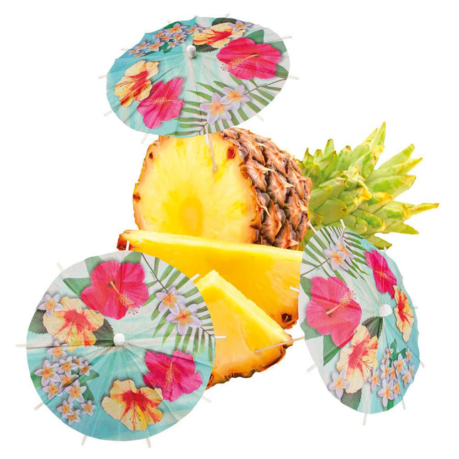 Hawaii Cocktailprikkers Parasol Paradise 18cm 6st van Boland koop je bij Partywinkel